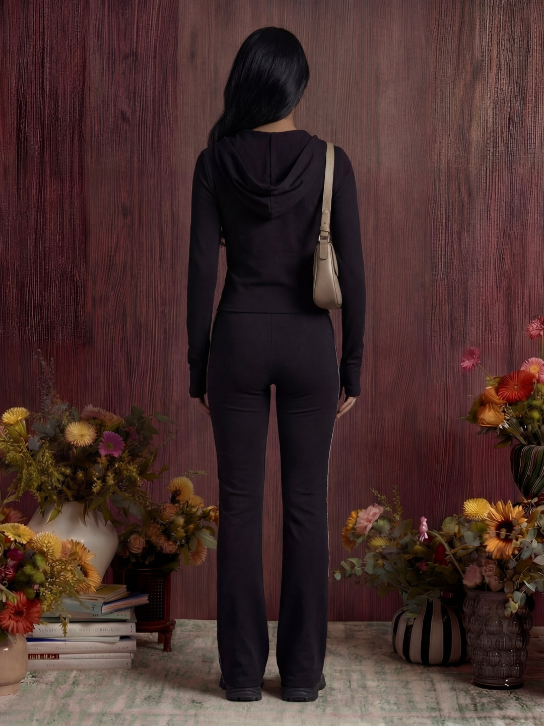 Black Contrast Stitch Tracksuit