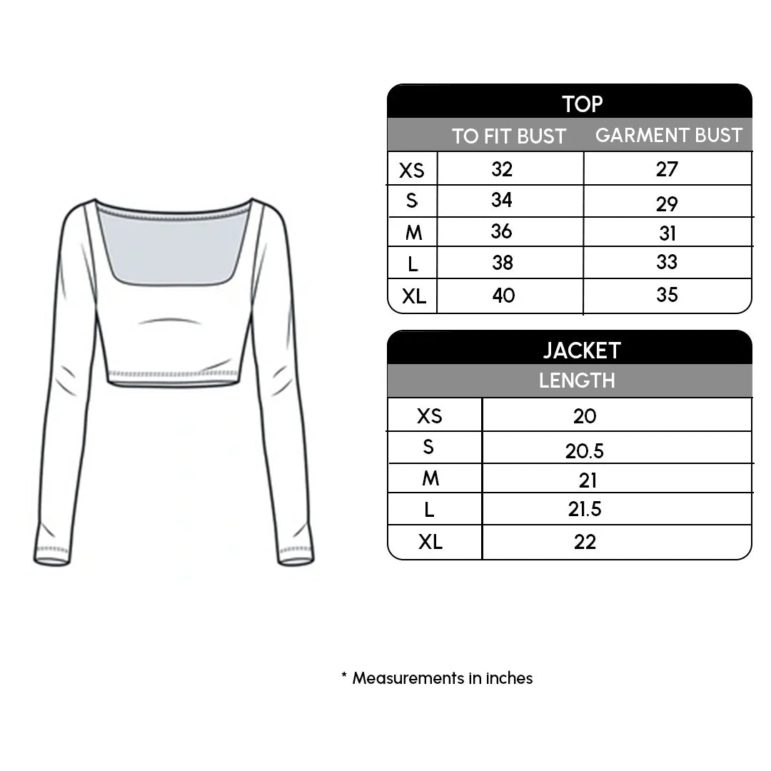 Size chart for Twinnie Layered Long Sleeve Top