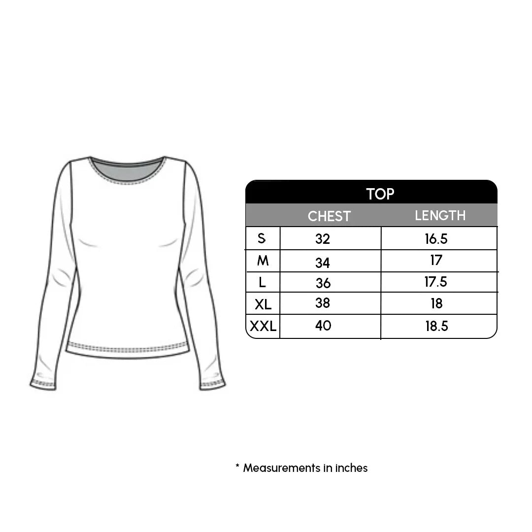 Size chart for Dream About Me Rhinestone Top