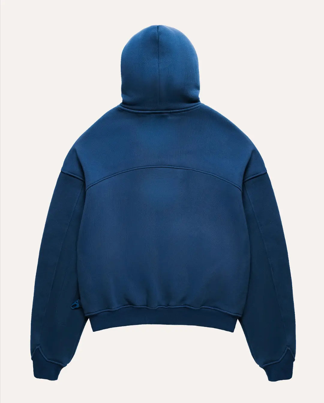 Blue hoodie on a light gray background