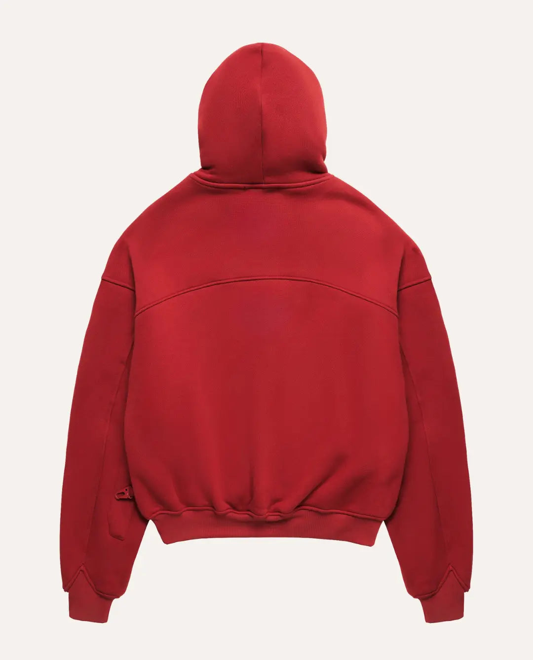 Red hoodie on a light gray background