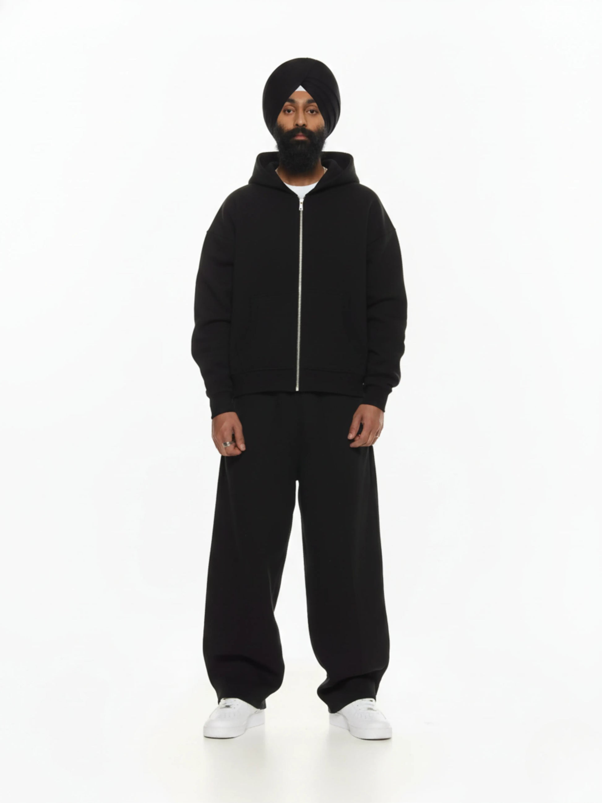 Black Cozy Zip-Up Jacket and Sweat