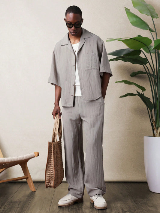 Everdion's Rayas Loose Fit Shirt And Pant in Apricot with matching outfit set