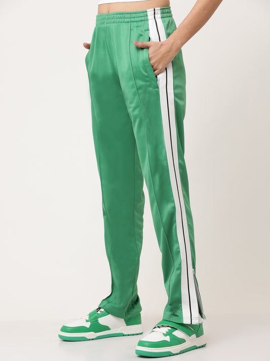 Green Side tape straight fit track pants