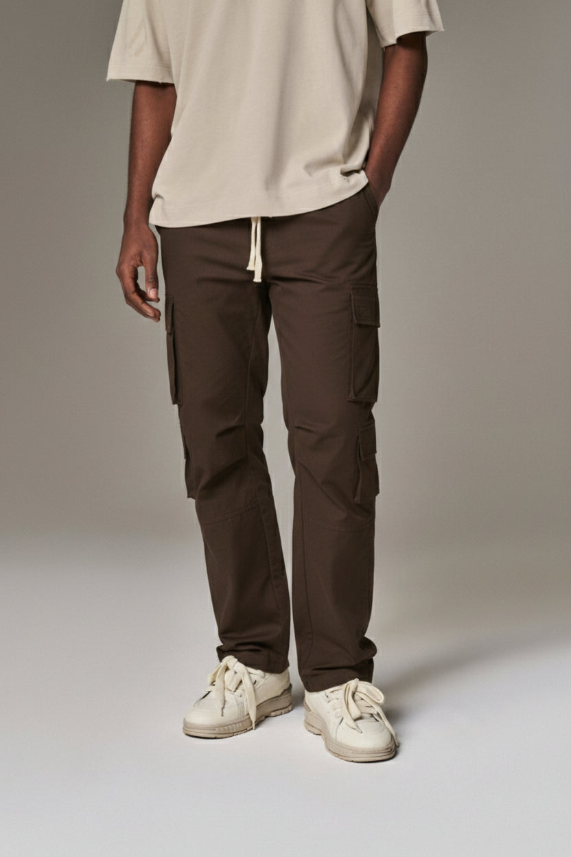 Rodeo Brown Cargo Pant with adjustable drawstring and pant with pockets
