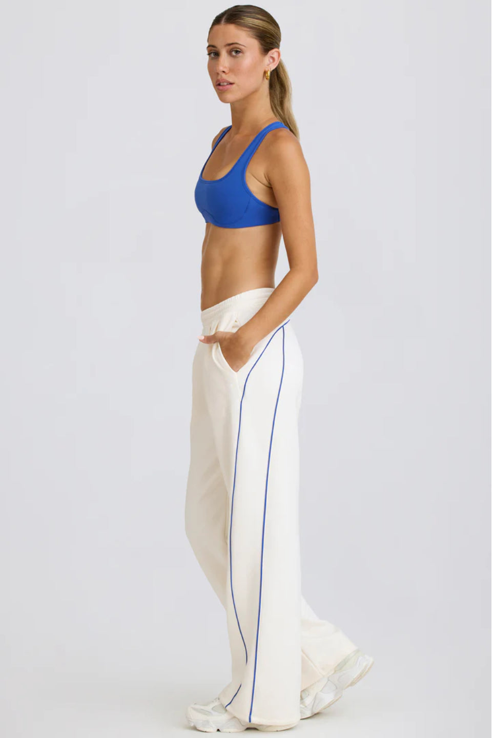 white drift track pants