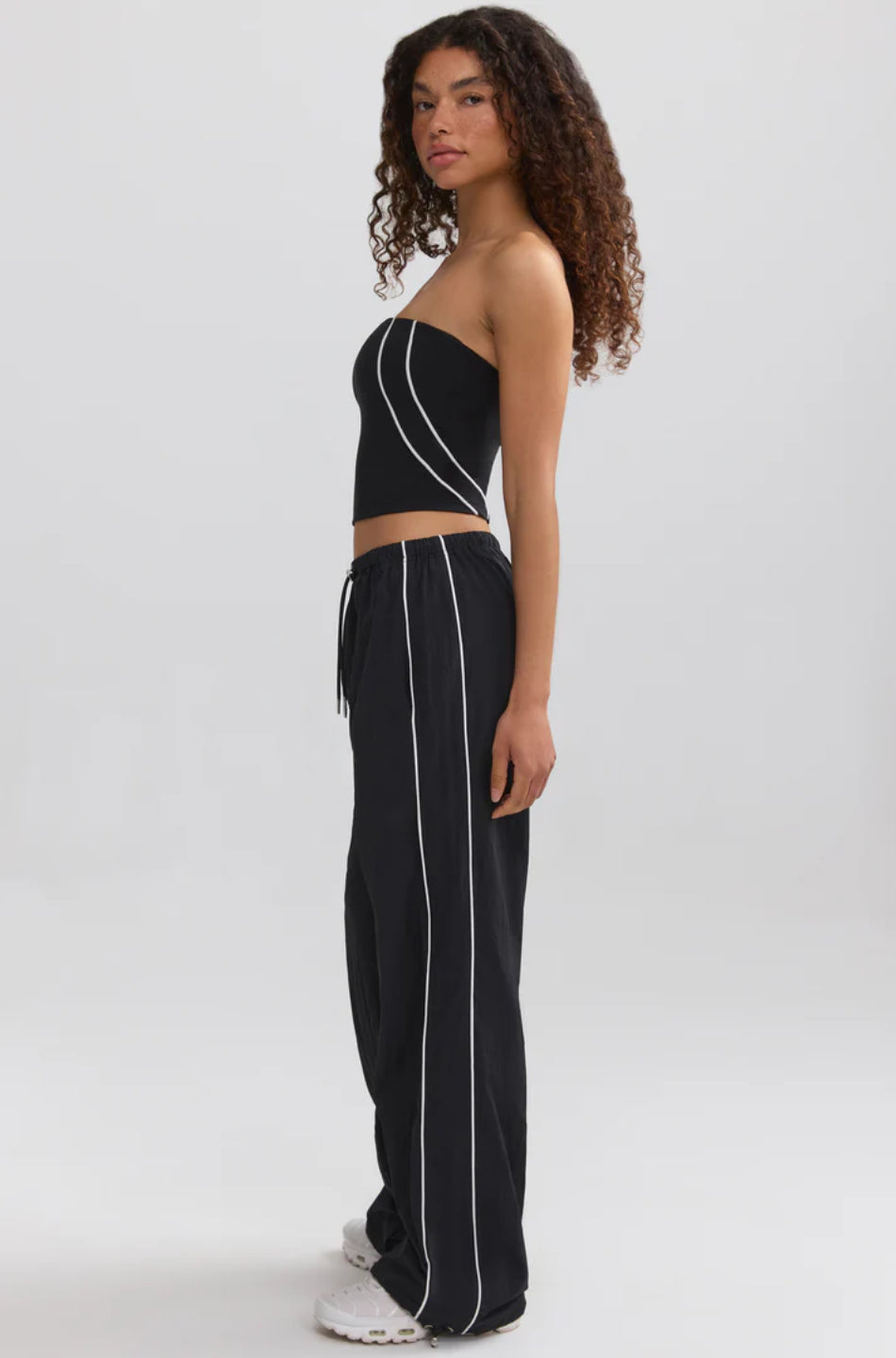 black wide-leg track pants