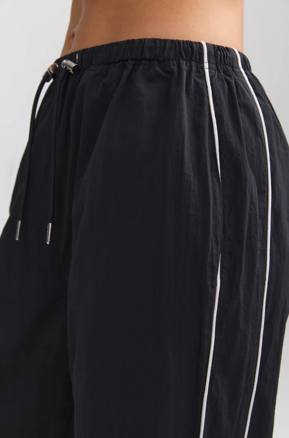 black wide-leg track pants