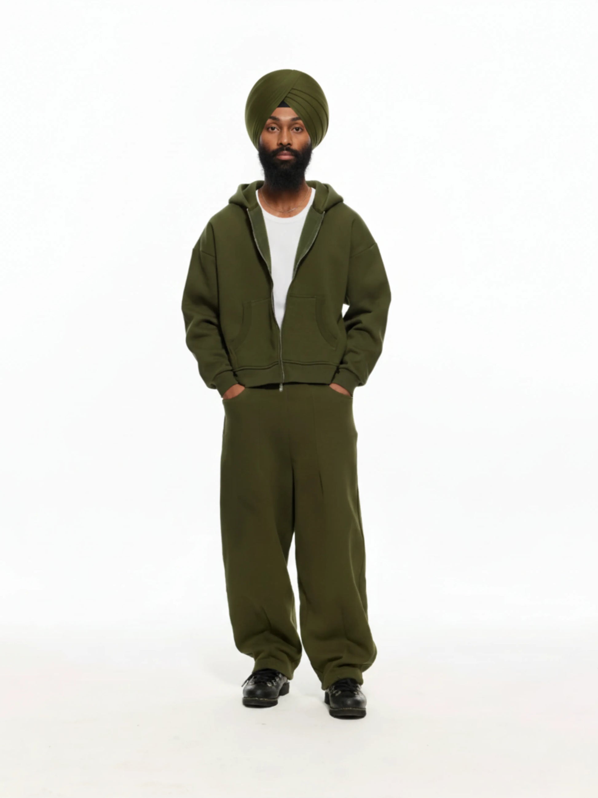 Olive Cozy Zip-Up Jacket and Sweat