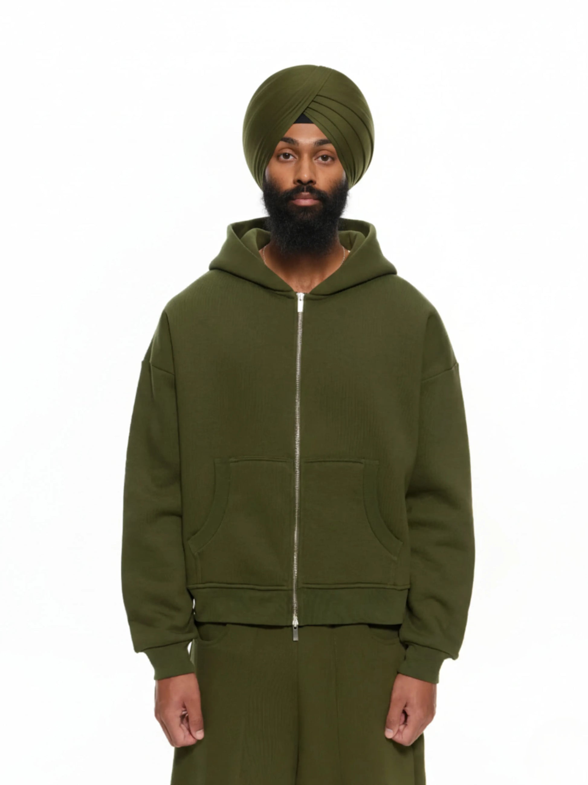 Olive Cozy Zip-Up Jacket and Sweat