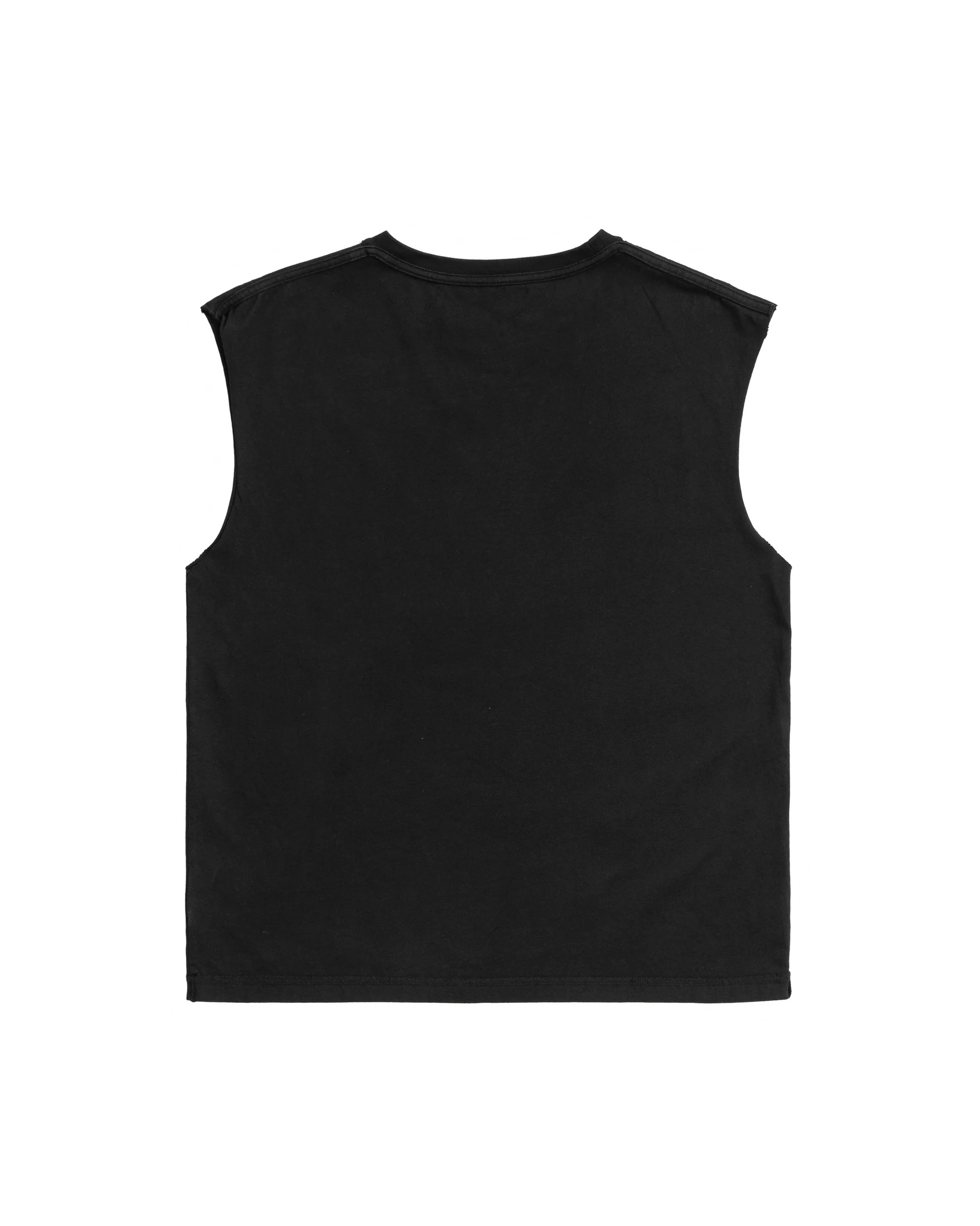 Black sleeveless shirt on a white background