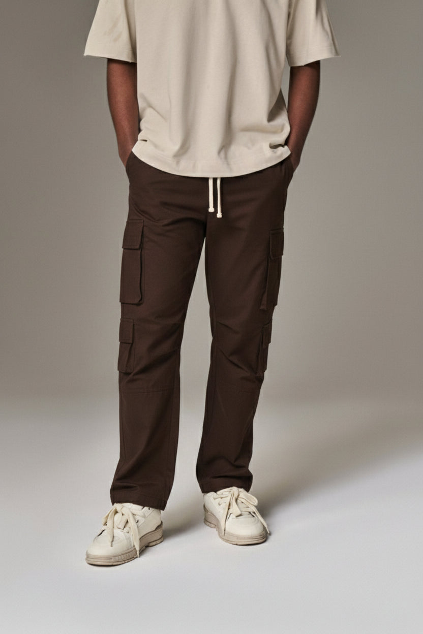 Rodeo Brown Cargo Pant with adjustable drawstring and pant with pockets