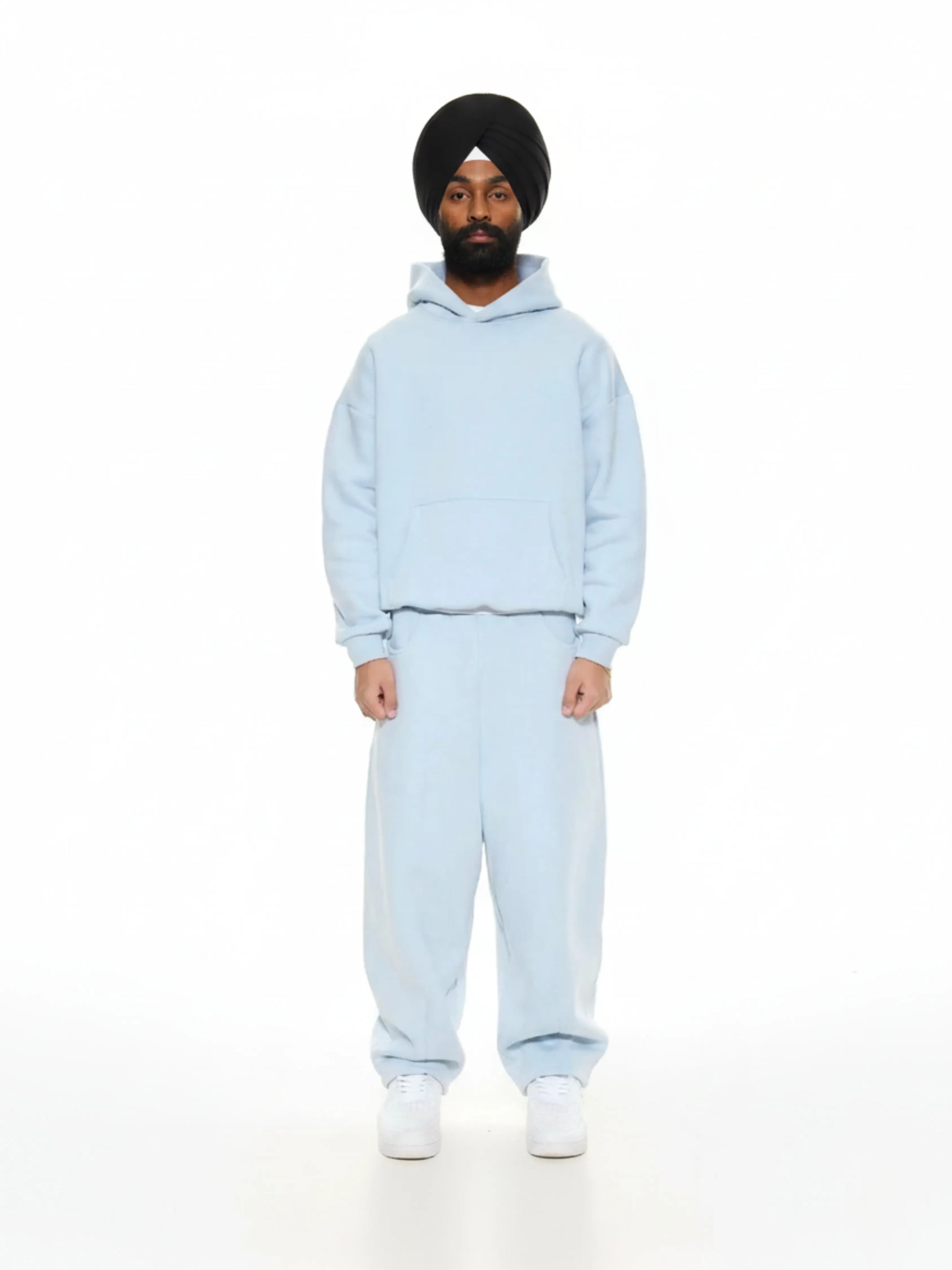 Light blue hoodie on a white background