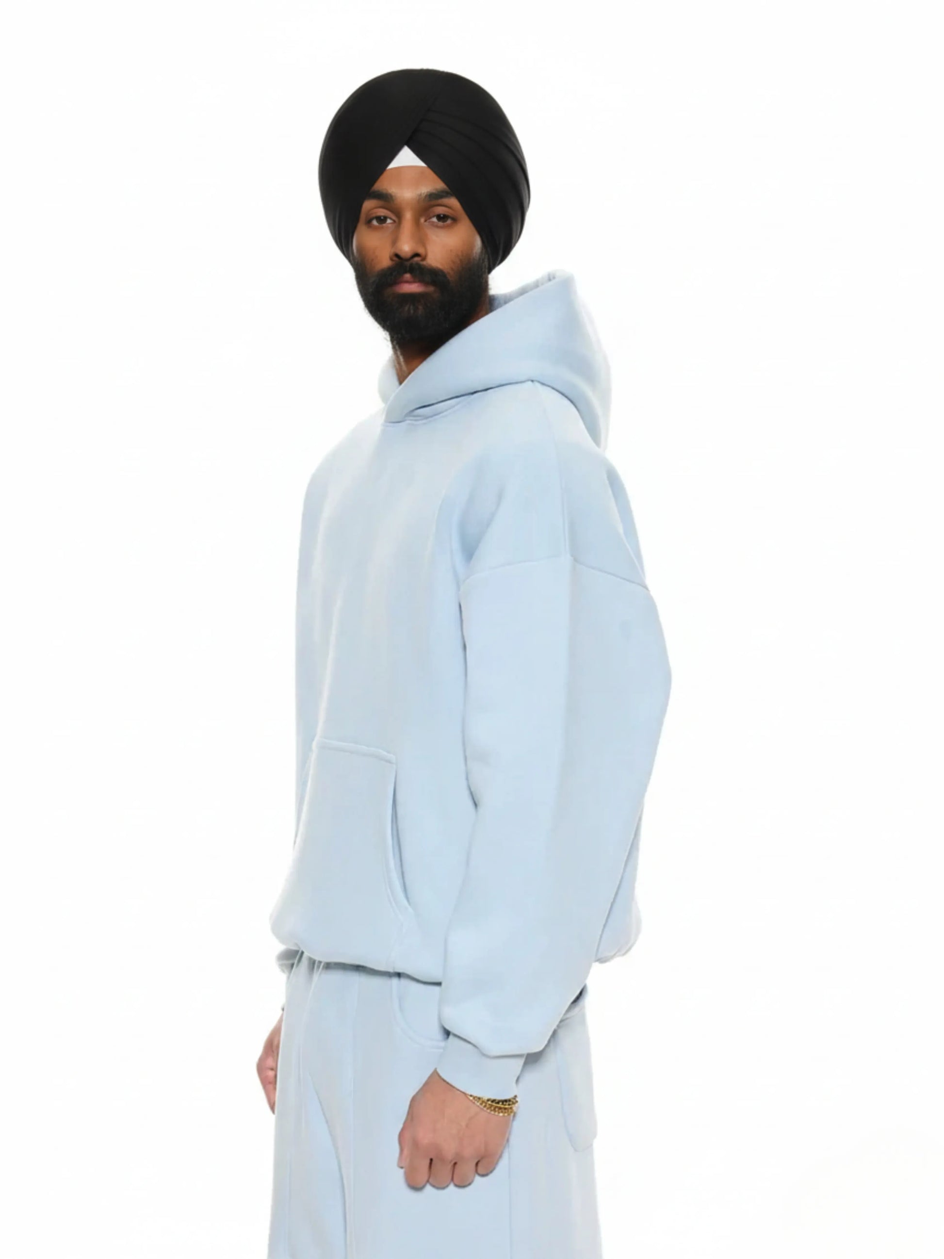 Sky blue hoodie on a white background