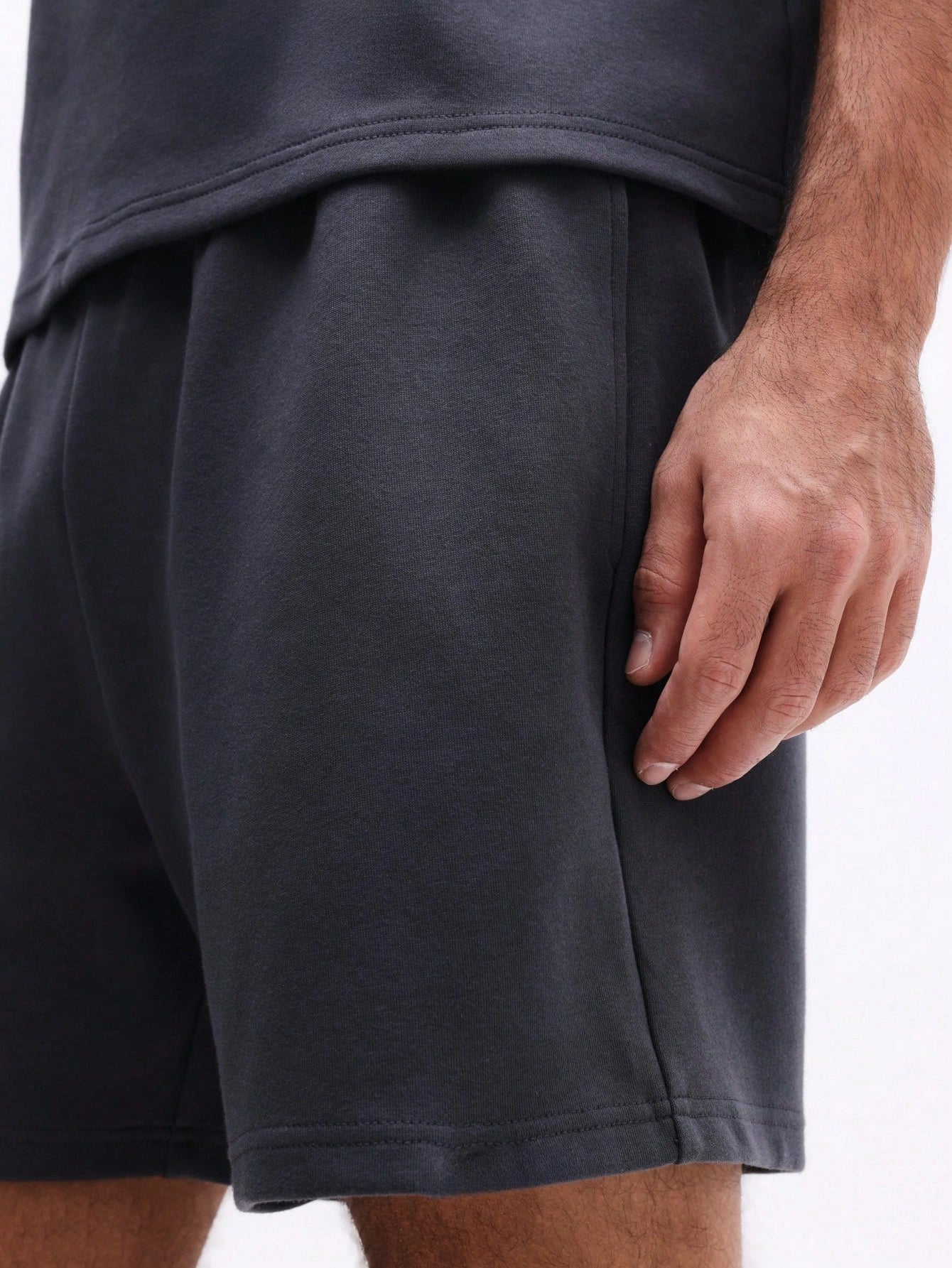 Man wearing Everdion's Collared Polo Top With Shorts Set in Navy color 