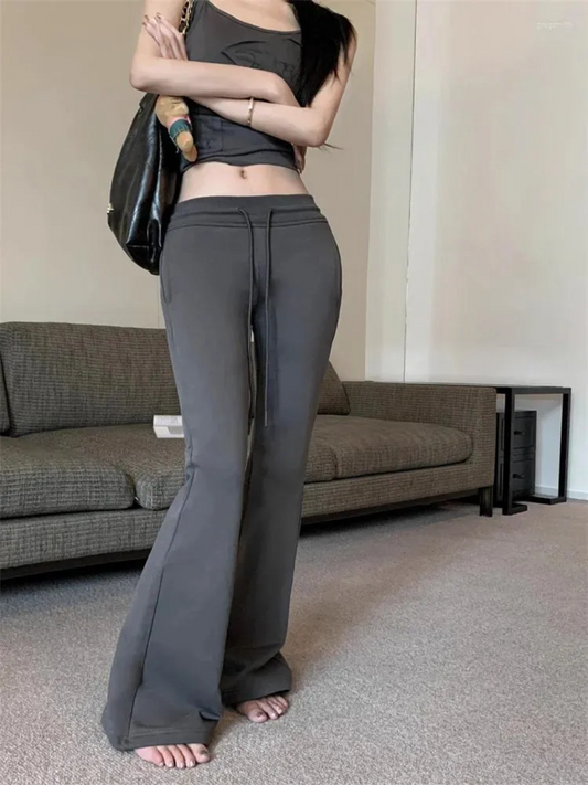 Low Rise Dark Grey Flared Sweatpants