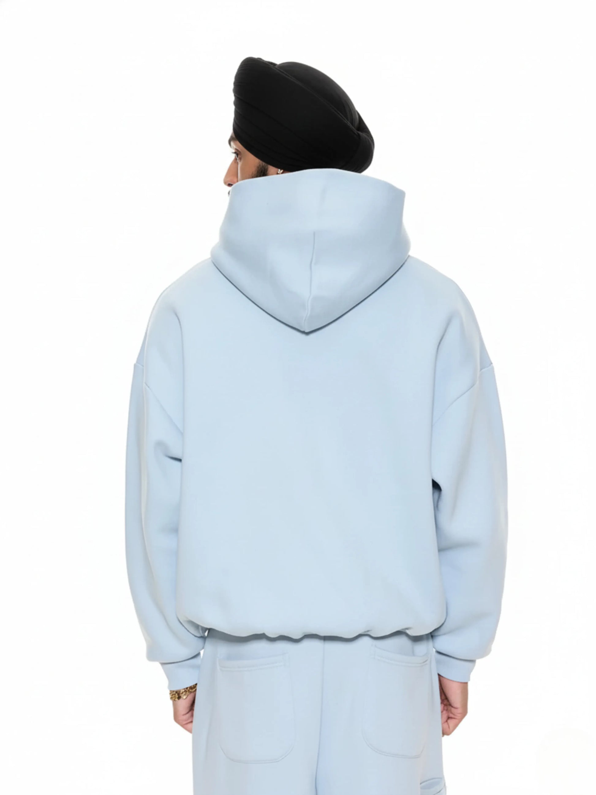 Sky blue hoodie on a white background