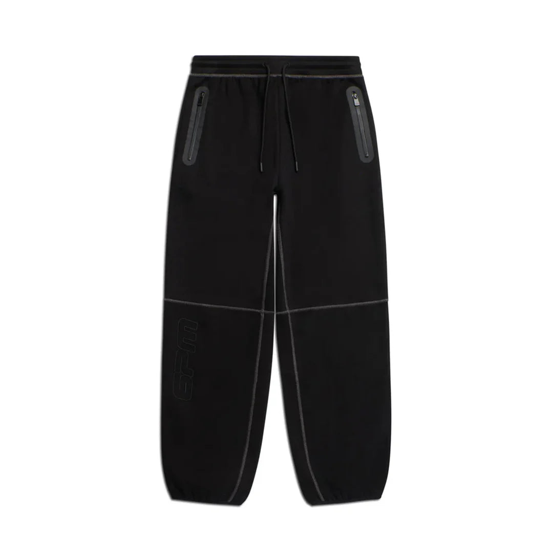 Black pants with zippers on a white background