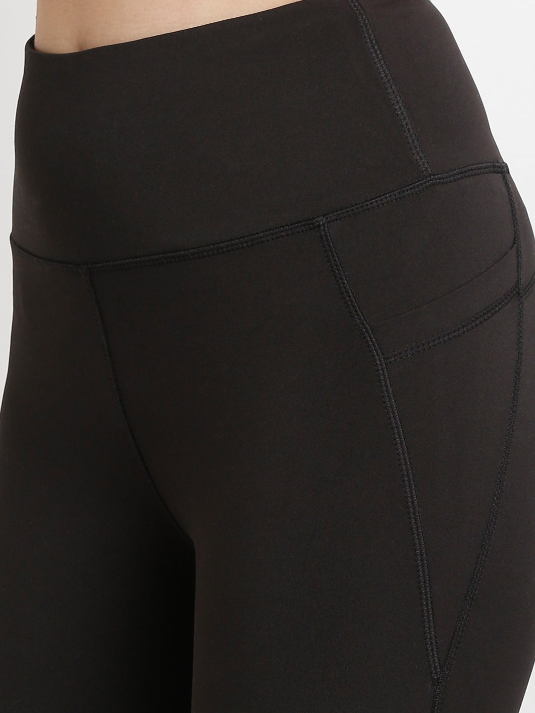 black flare high-waisted essential pants with pockets