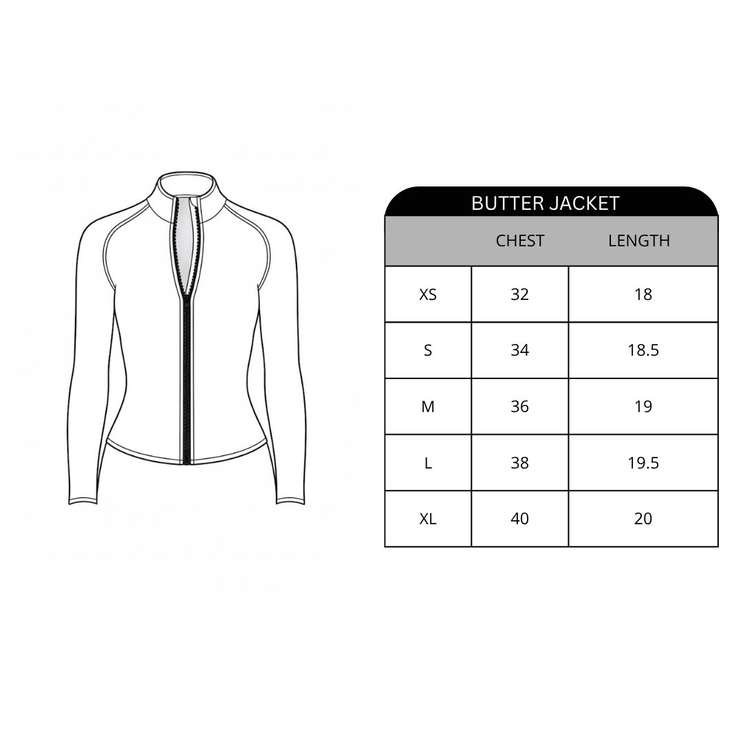 Size chart for Butter Jacket