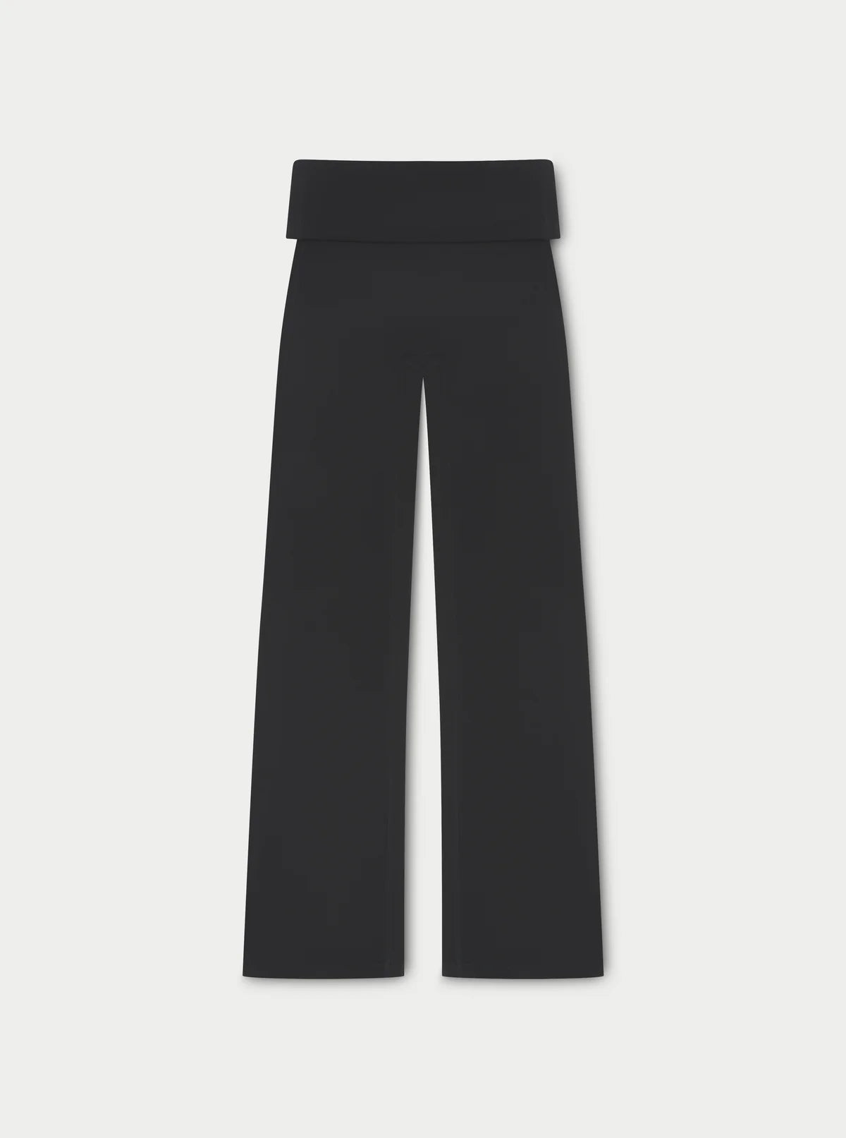Black wide-leg pants on a light gray background