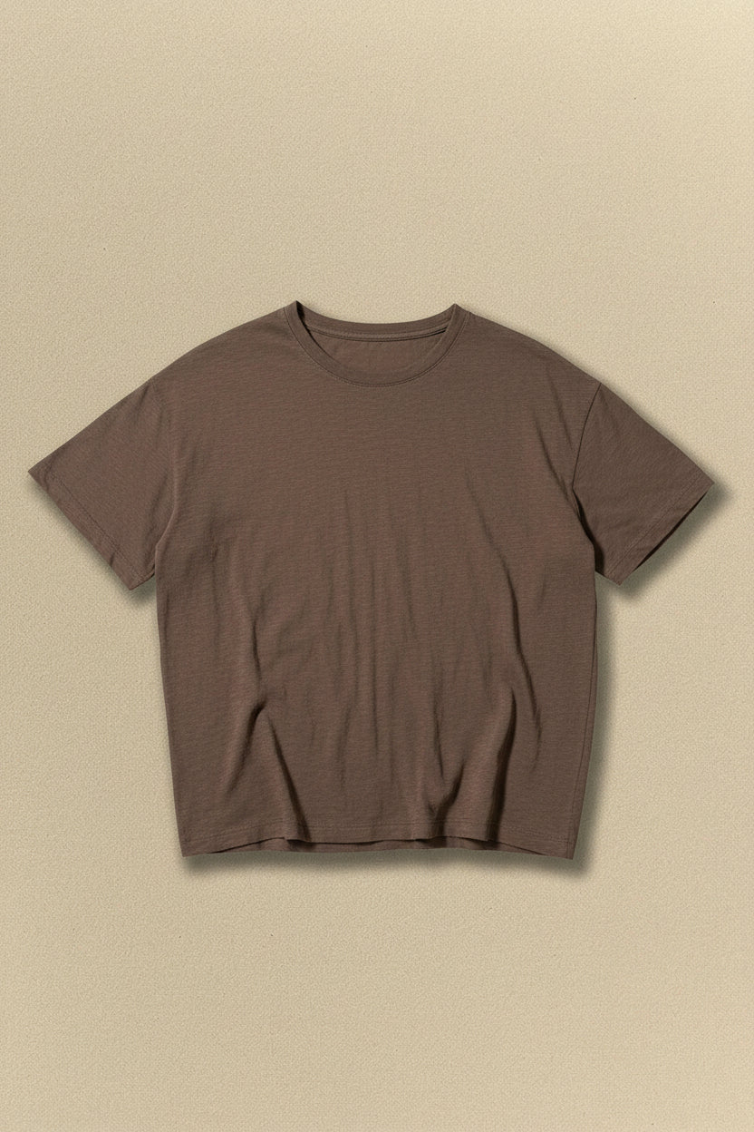 Brown t-shirt on a beige background