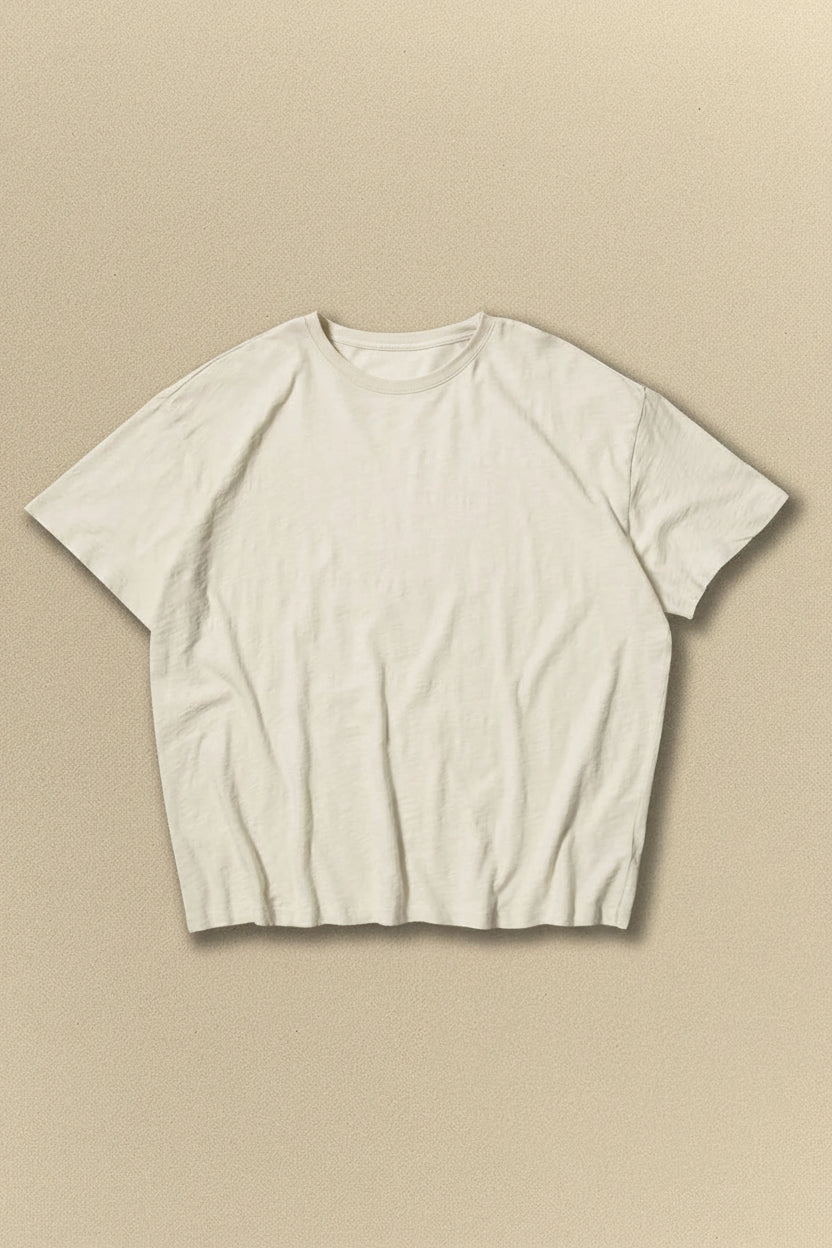 Beige t-shirt on a beige background