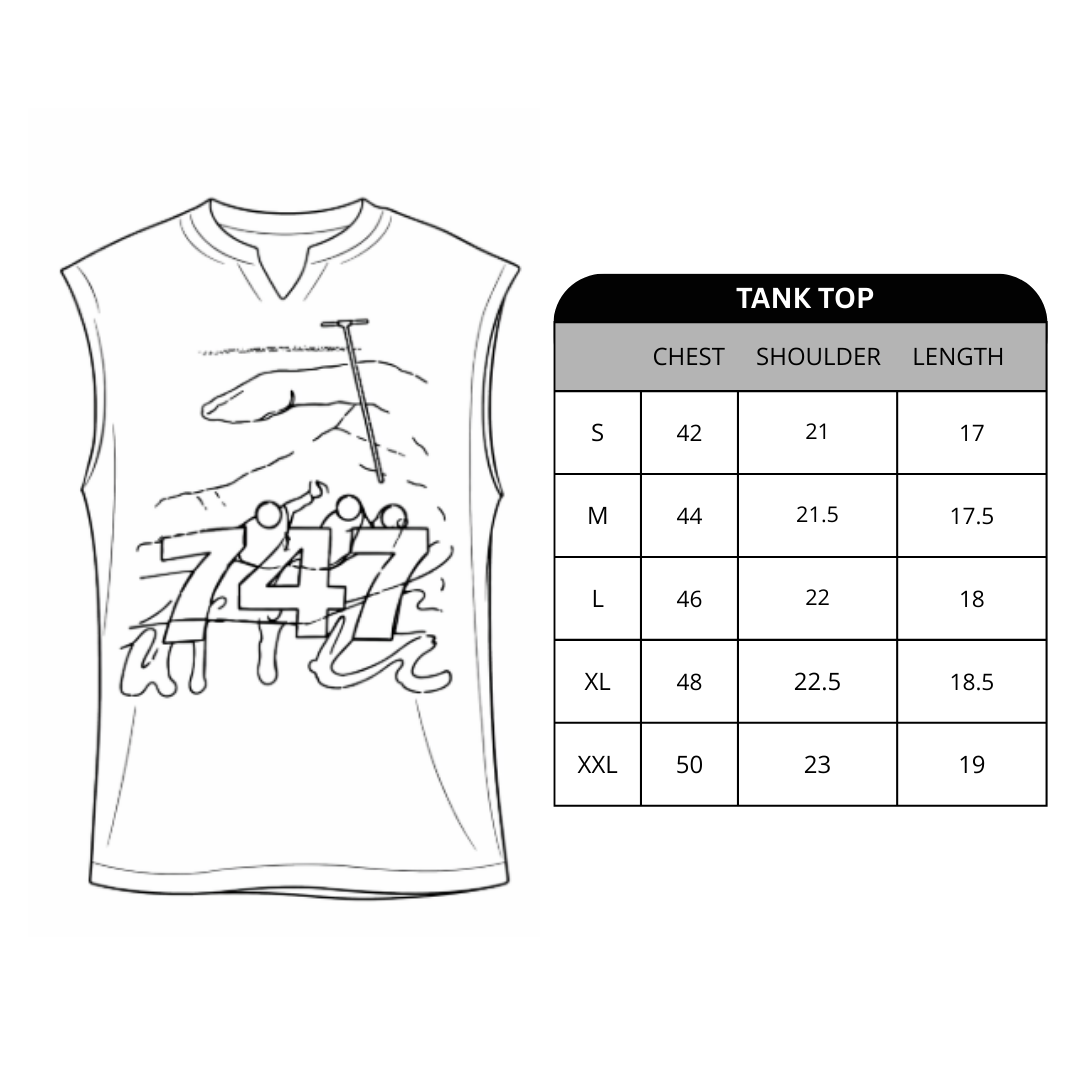 Size chart for Cutt Off Tank Top