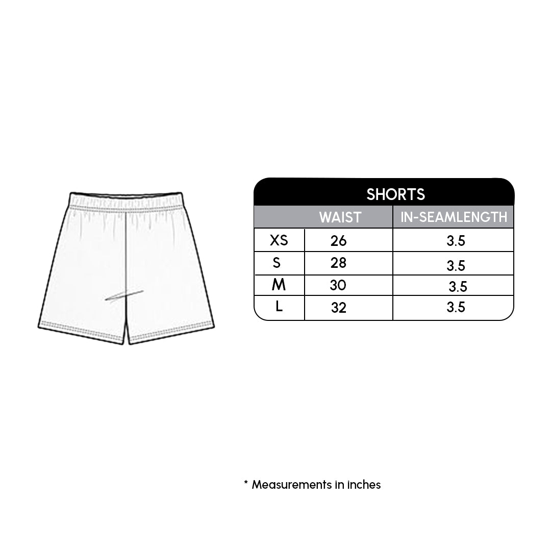 Size chart for Grey Active Running Shorts