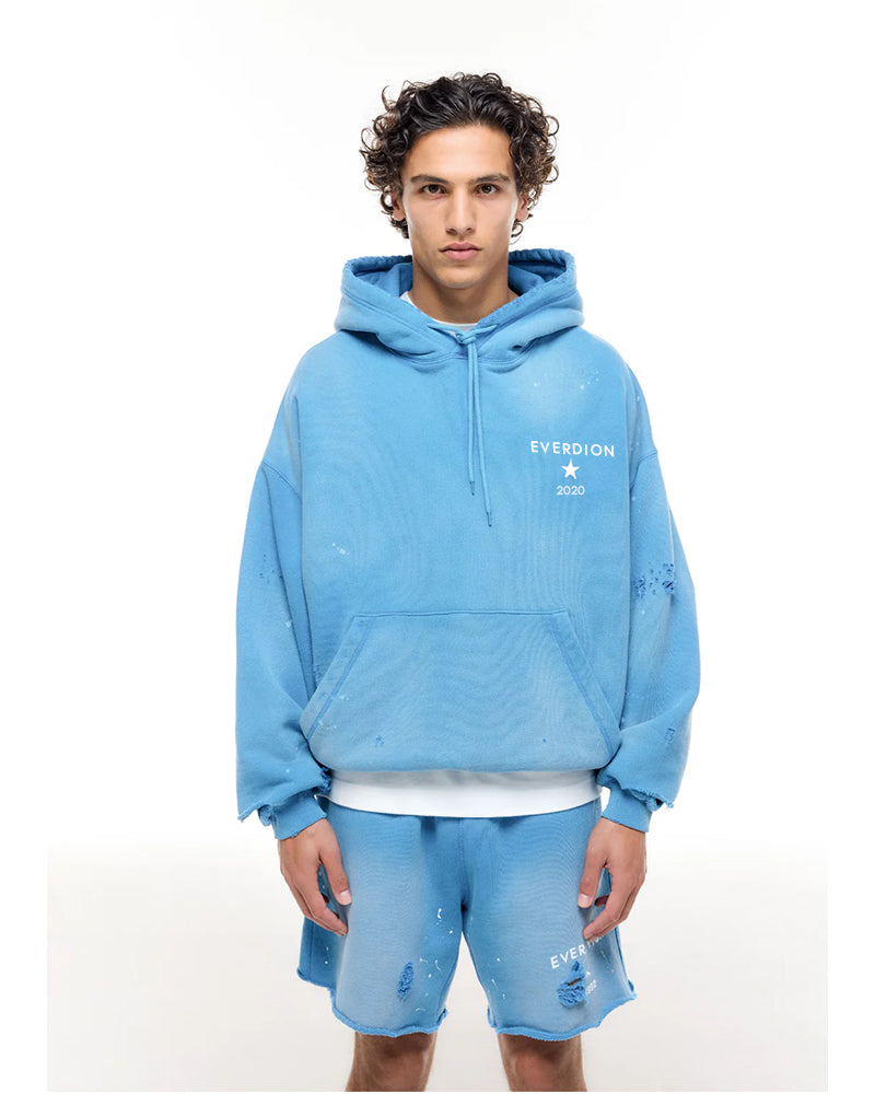 Distressed Hoodie Blue