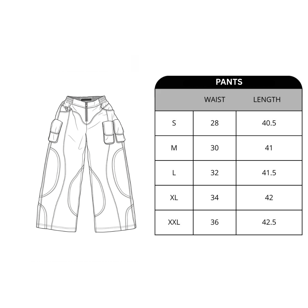 Size chart for Dune Cargo Pant (Pre-Launch)
