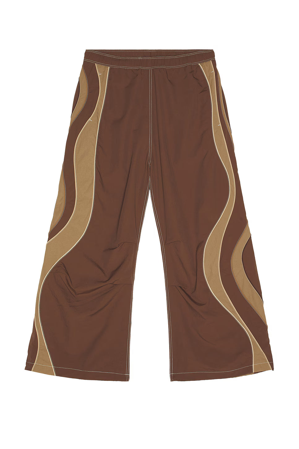 Brown pants with beige stripes on a white background