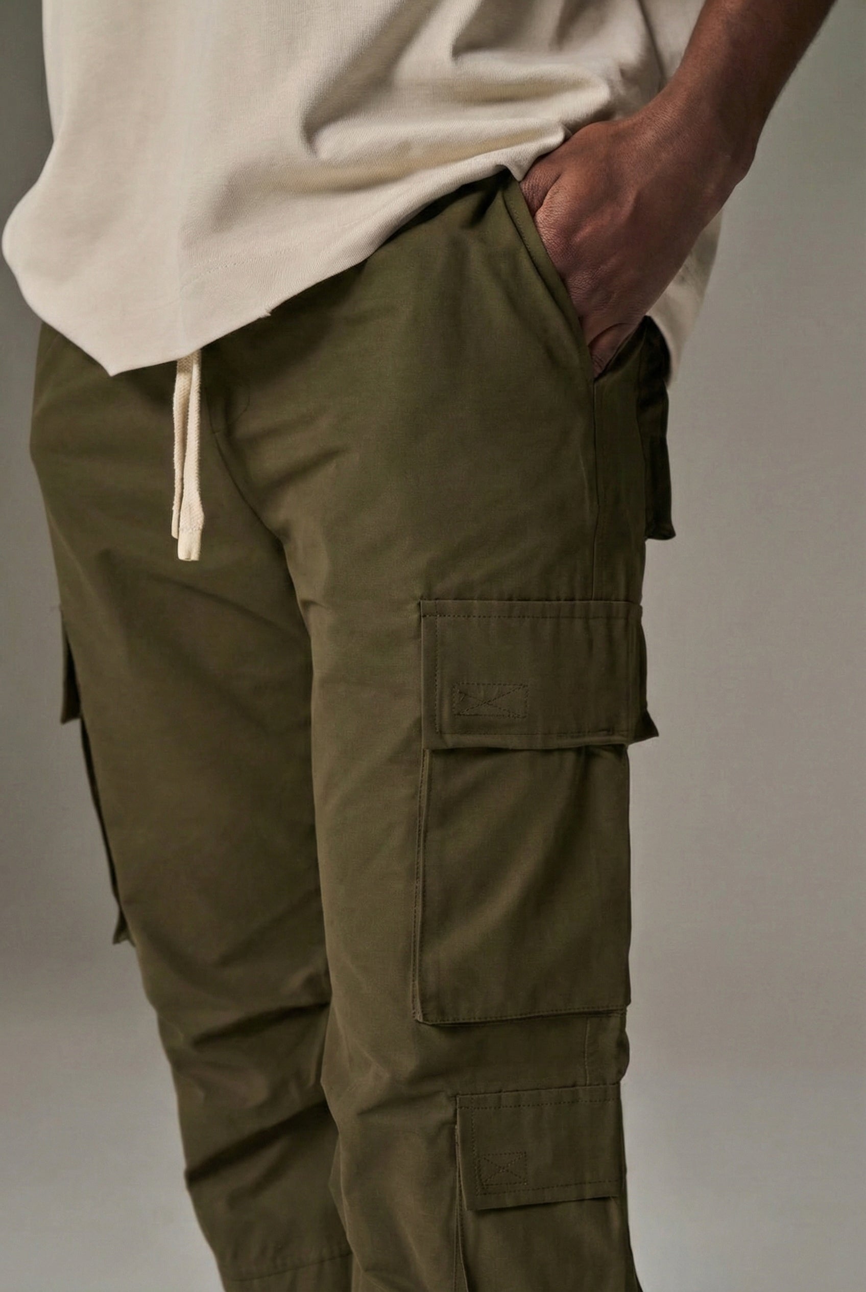 Rodeo Olive Cargo Pant with adjustable drawstring and pant with pockets