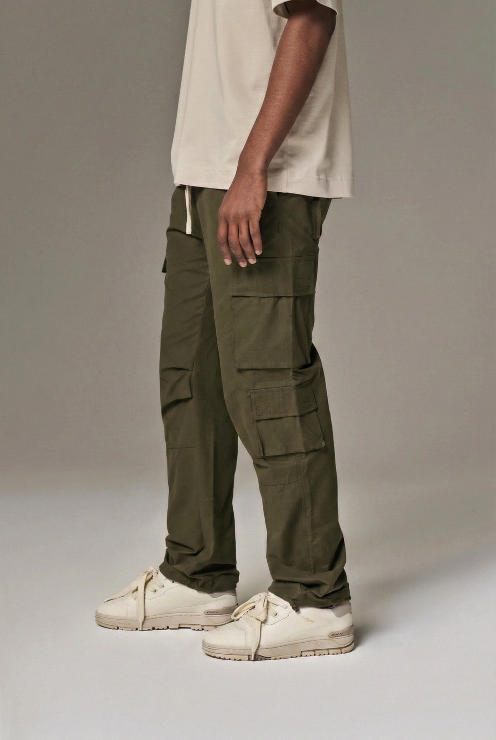 Rodeo Olive Cargo Pant with adjustable drawstring and pant with pockets