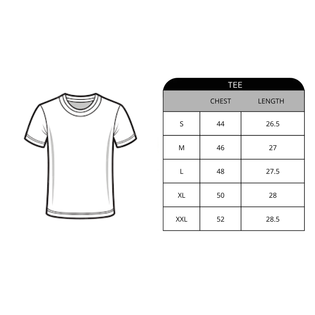 Size chart for Growing Through It Oversized T-Shirt