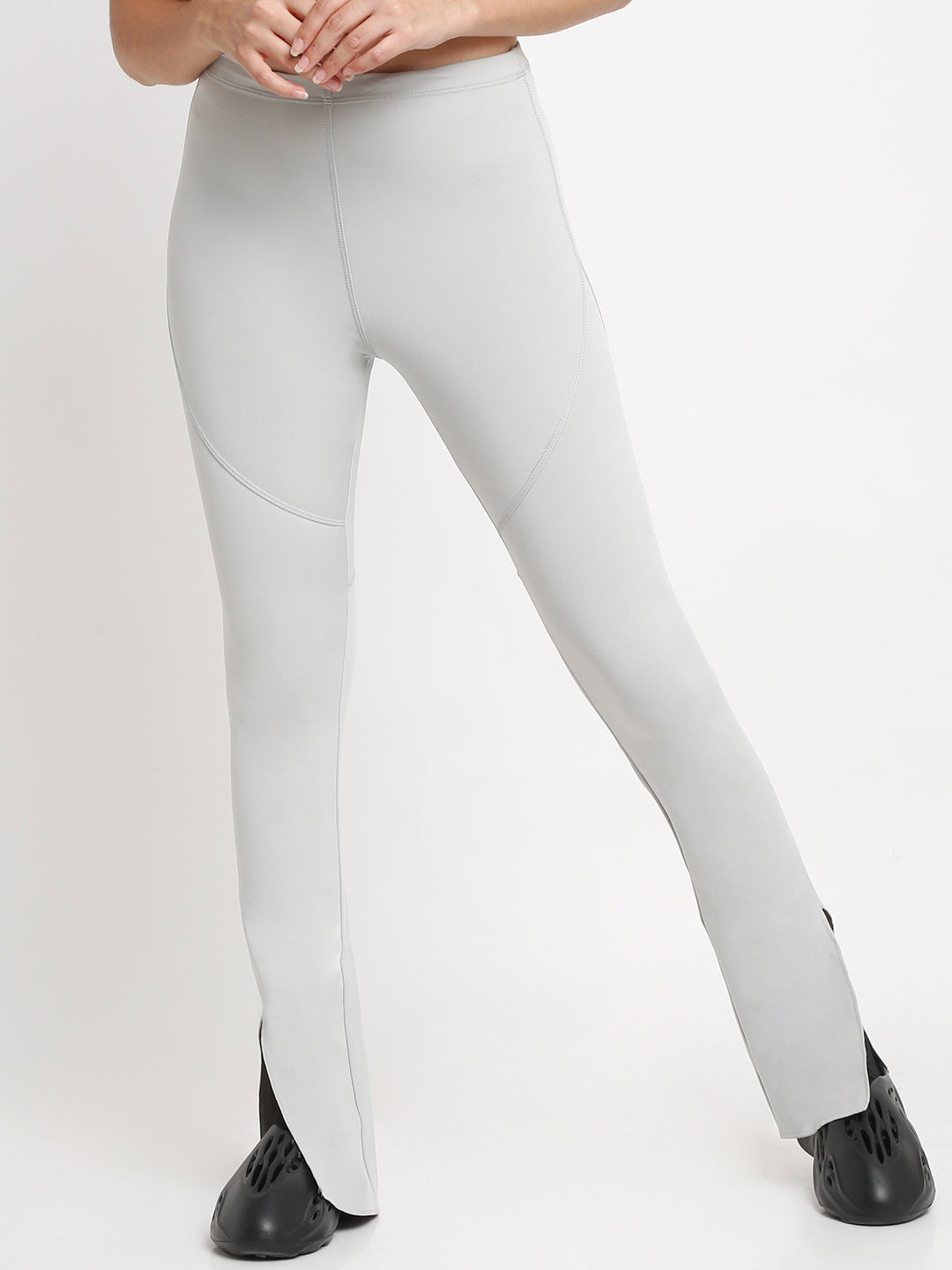 Grey side slit flare pants