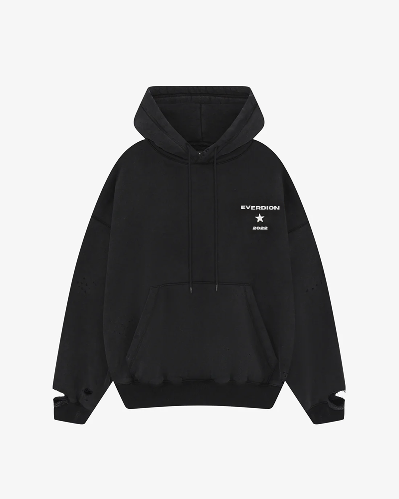 Distressed Hoodie Black