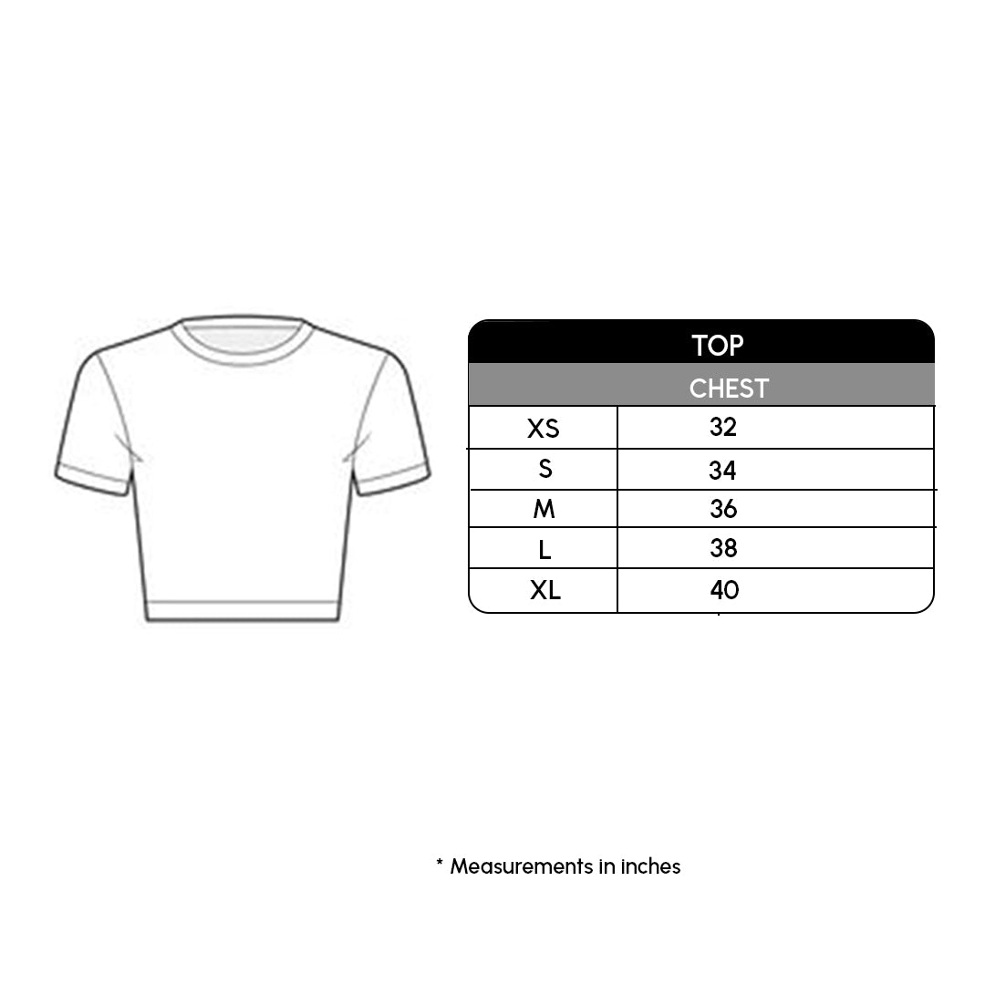 Size chart for Half Sleeve Rib Crop Top
