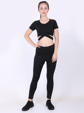 Black Cropped Cross Yoga Crop Top