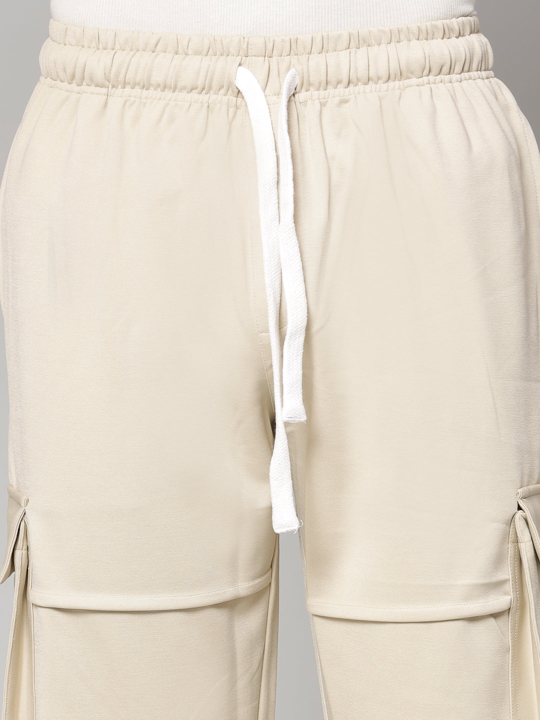White Utility straight-leg pants with large side flap pockets 