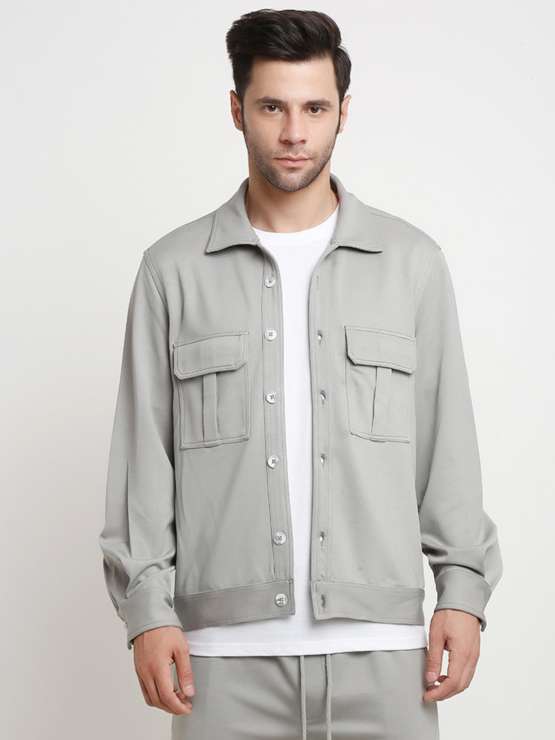 Grey Cargo Utility Shacket