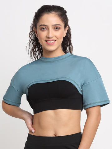 Ice Blue Oversized Crop Tshirt