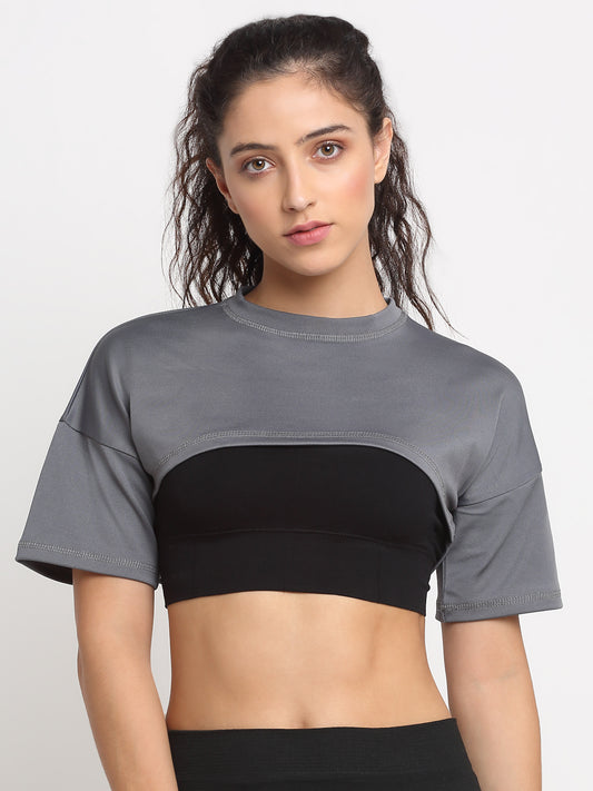 Grey Oversized Crop Tshirt