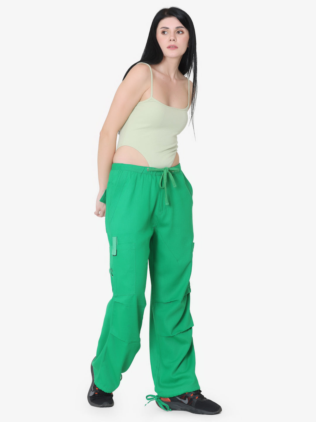 Green Twill Parachute Pant