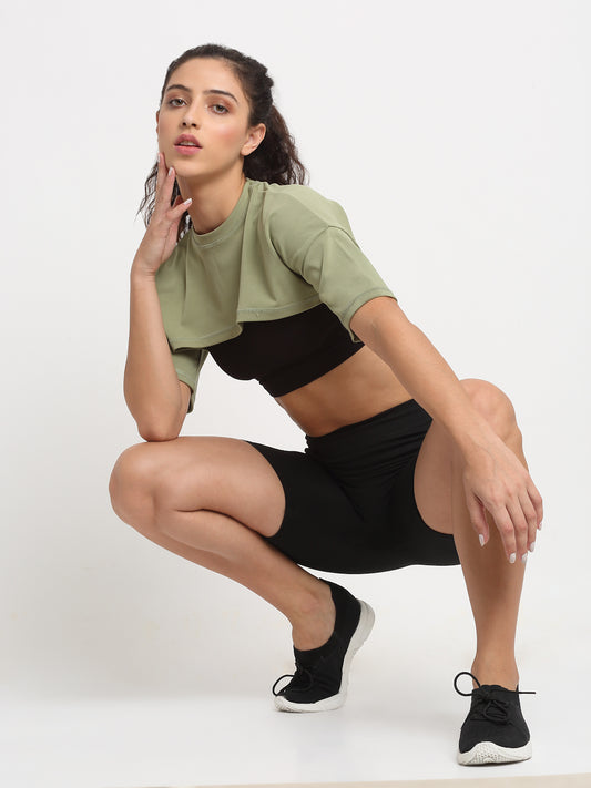 Sage Green Oversized Crop Tshirt