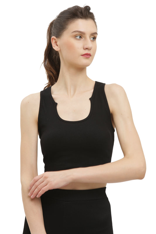 Rib Sleeveless Crop Top