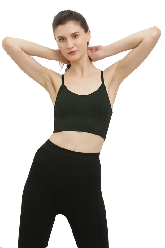 Black Seamless Padded Sports Bra