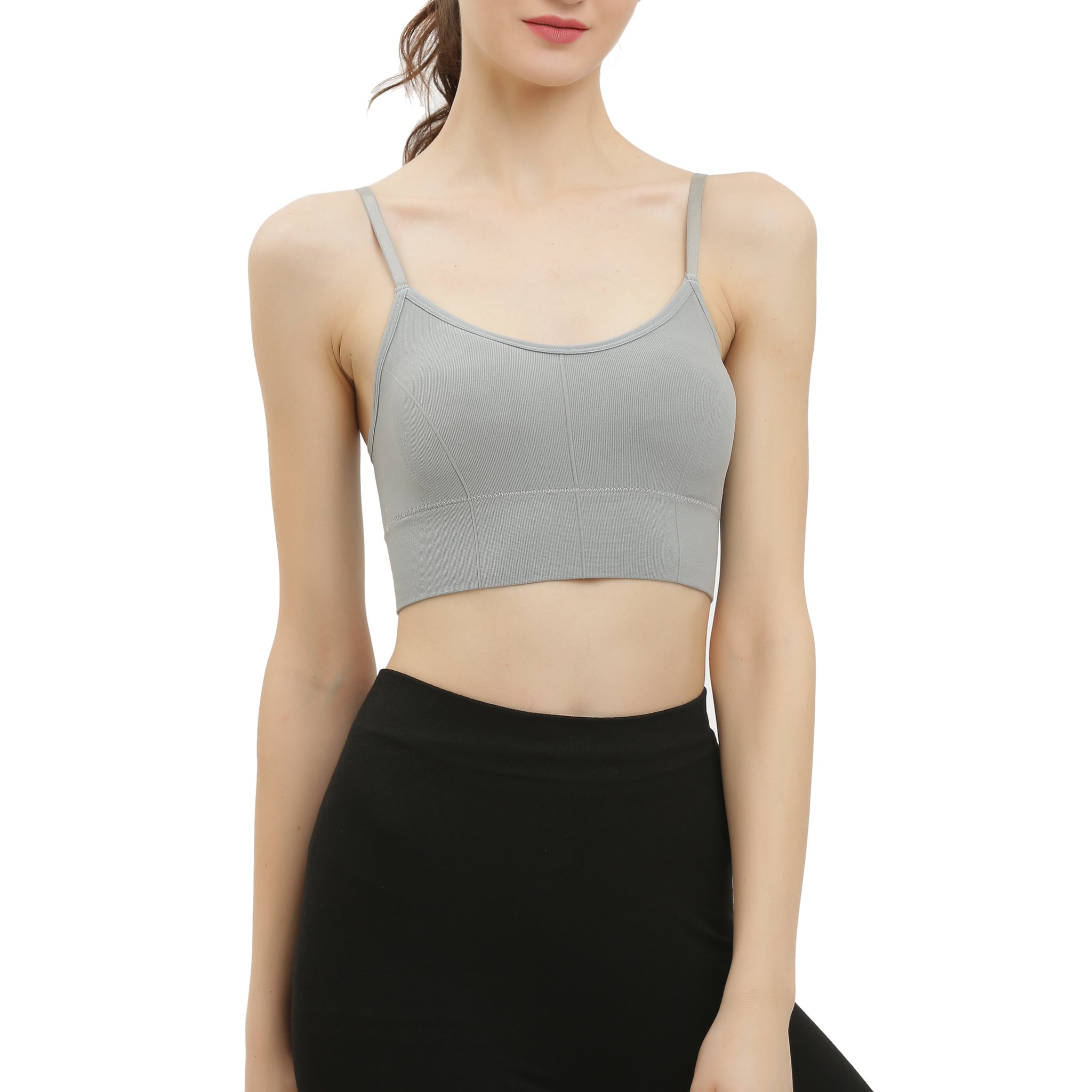 Grey Seamless Padded Sports Bra