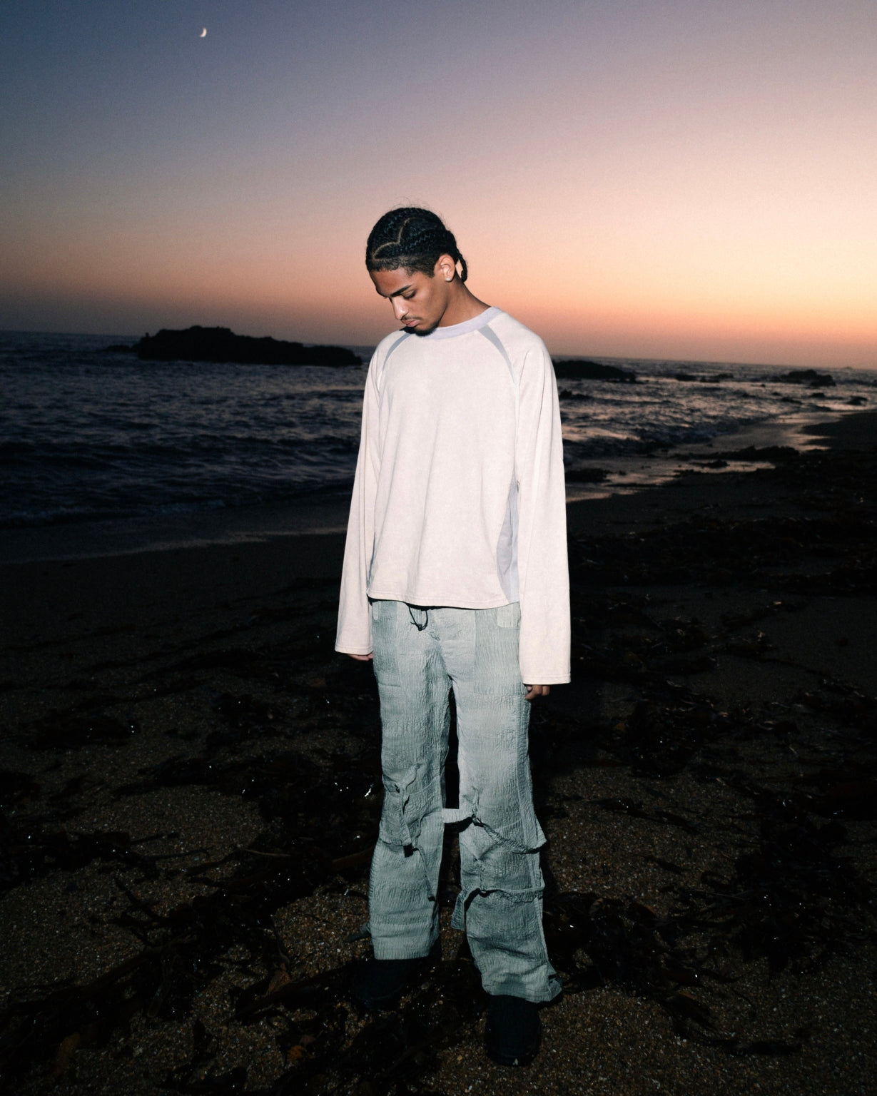 Multi-Fabric Long Sleeve tee 