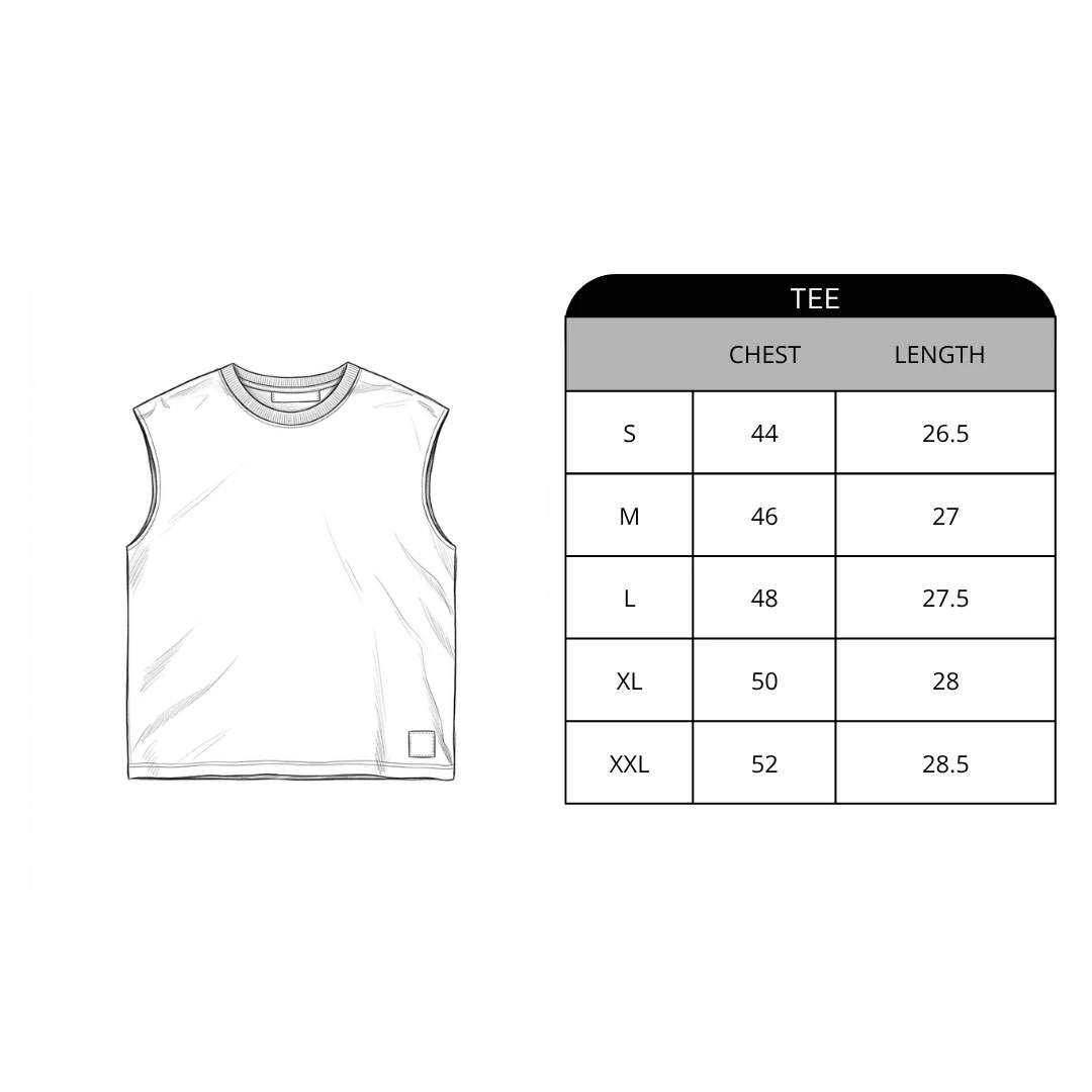 Size chart for Jersey Muscle Tank Top